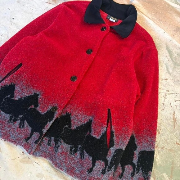 Vintage 90s Nature All over print horse fleece Size XL - Picture 2 of 6